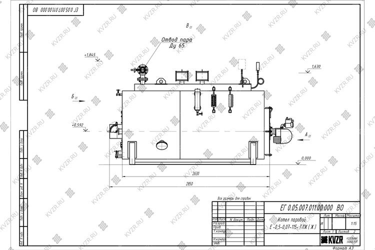 Чертеж парового котла КП 500 на дизеле
